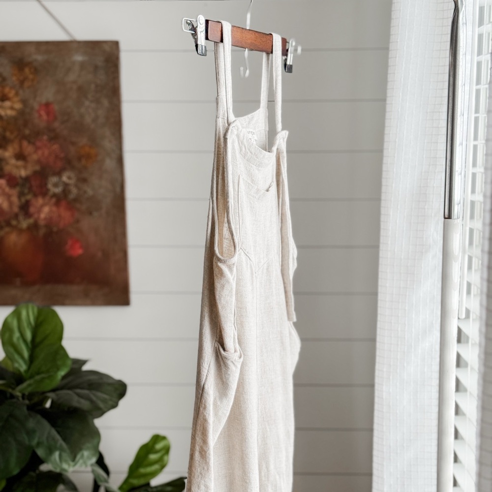 Umgee Cream Linen Cotton Romper Jumpsuit - Picture 5 of 9